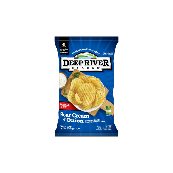 Deep River Snacks Kettle Potato Chip Sour Cream & Onion Krinkle Cut 2 oz., PK24 21641